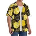 thumbnail image 4 of Gaeub Geometric Pattern with Bee Men's Lapel Short Sleeve Shirt, Relaxed Fit Shirt, Soft and Breathable for Outdoors Party Travel - X-Large, 4 of 7