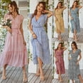 thumbnail image 4 of Robe d'Été Longue à Motif Floral : Robe Bohème Élégante à Col en V, Robe de Plage Décontractée pour Femme, 4 of 4