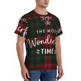 thumbnail image 2 of Vsdgher Wonderful Time Christmas Print Men's Dry Fit Mesh Athletic Shirts Moisture Wicking Tennis T-Shirt Tops, 2 of 9
