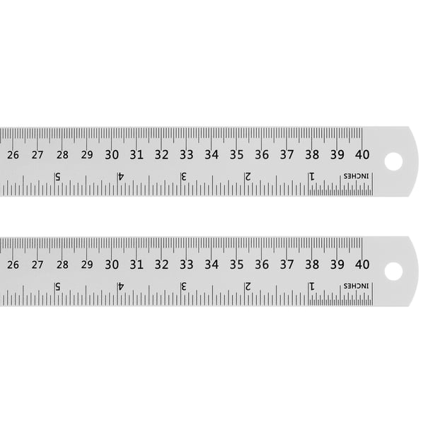 40cm White Ruler Steel Ruler 40cm 16 Inch Aluminum with Conversion Table, 2 Pieces ...