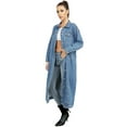 thumbnail image 6 of WSPLYSPJY Women Long Denim Jacket Jean Jacket Trench Coat Light Blue 3XL, 6 of 7