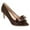 Brown, variant on FSJ Women Elegant Pointed Toe Bowknot Pumps Slip on Mid Kitten Heels Comfortable Date Dressy Velvet Shoes Size 8 Brown