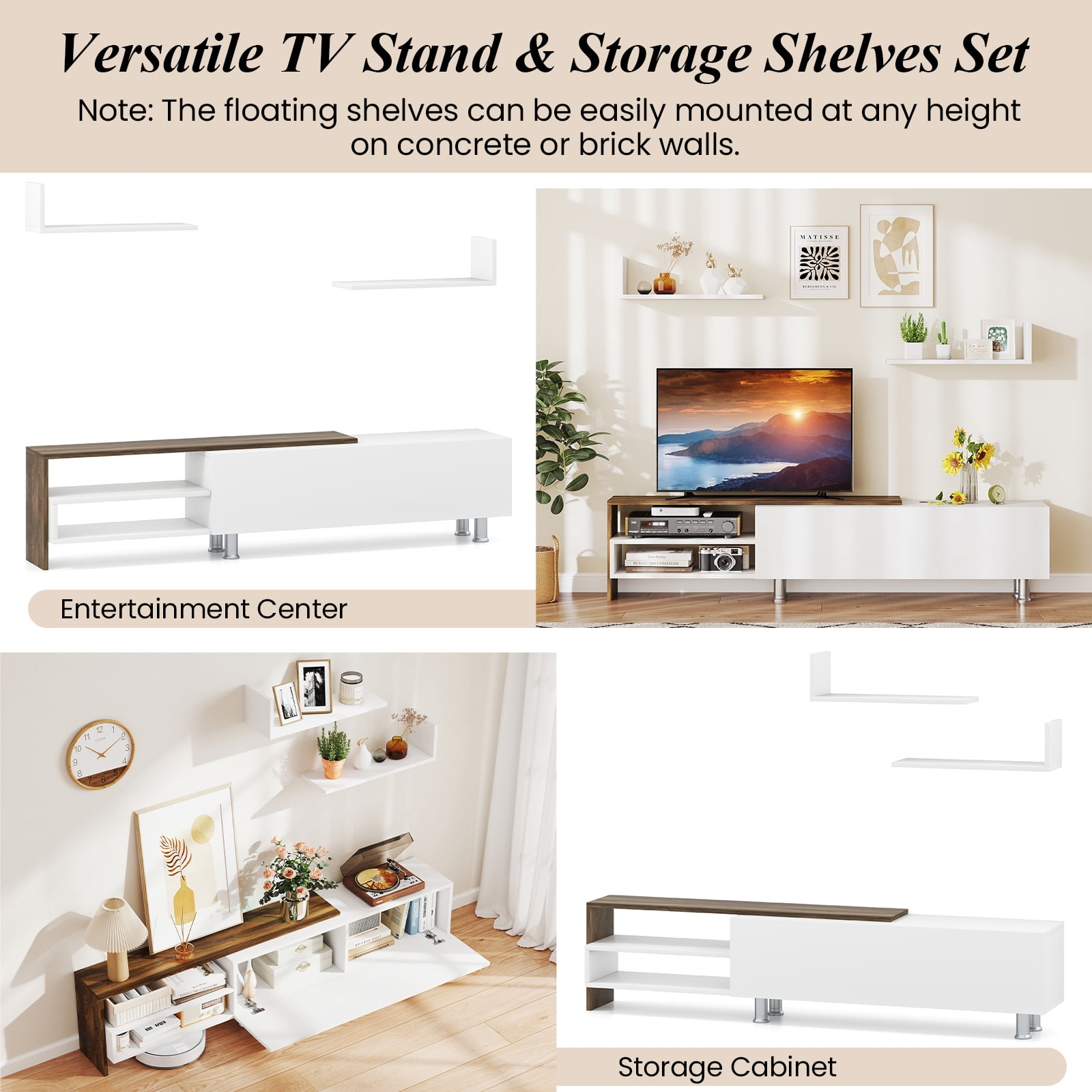 Gymax TV Stand Modern Entertainment Center TV Cabinet for TVs up to 80 Inches