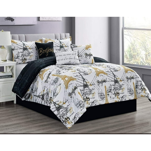 Sapphire Home 7 Piece King Comforter Set with Shams Bedskirt Cushions