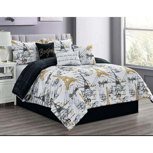 Piece California King Comforter Set, Black And Gold California King Bedding