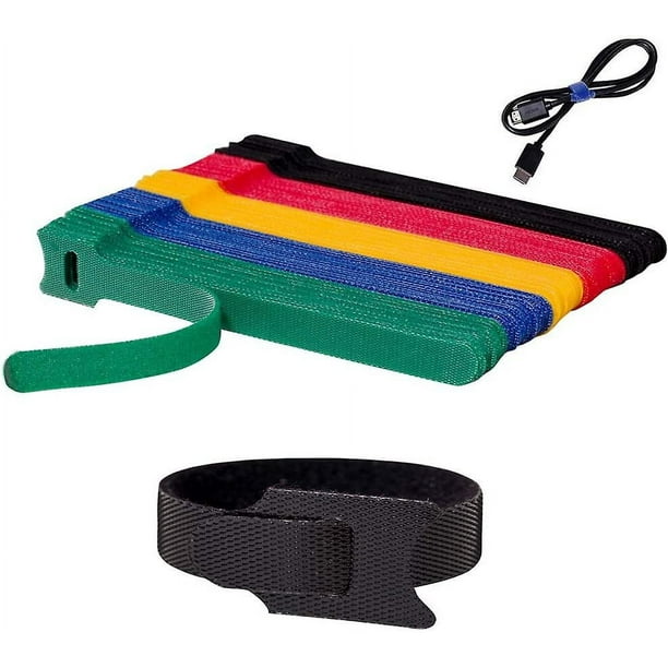 100 bridas reutilizables para cables, tela de microfibra, bridas de gancho y bucle de 6 pulgadas