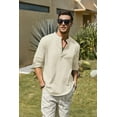 thumbnail image 4 of COOFANDY Men's Cotton Linen Henley Shirt Long Sleeve Hippie Casual Beach T Shirts, 4 of 7