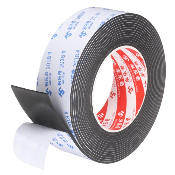 Uxcell Sponge Rubber Foam Tape, 1 3/4" W x 5/64" t x 16.4ft l Self-Adhesive Foam Insulation Tape Weather Stripping for Window Door Soundproofing Weatherstrip AC Seal Strip, Black