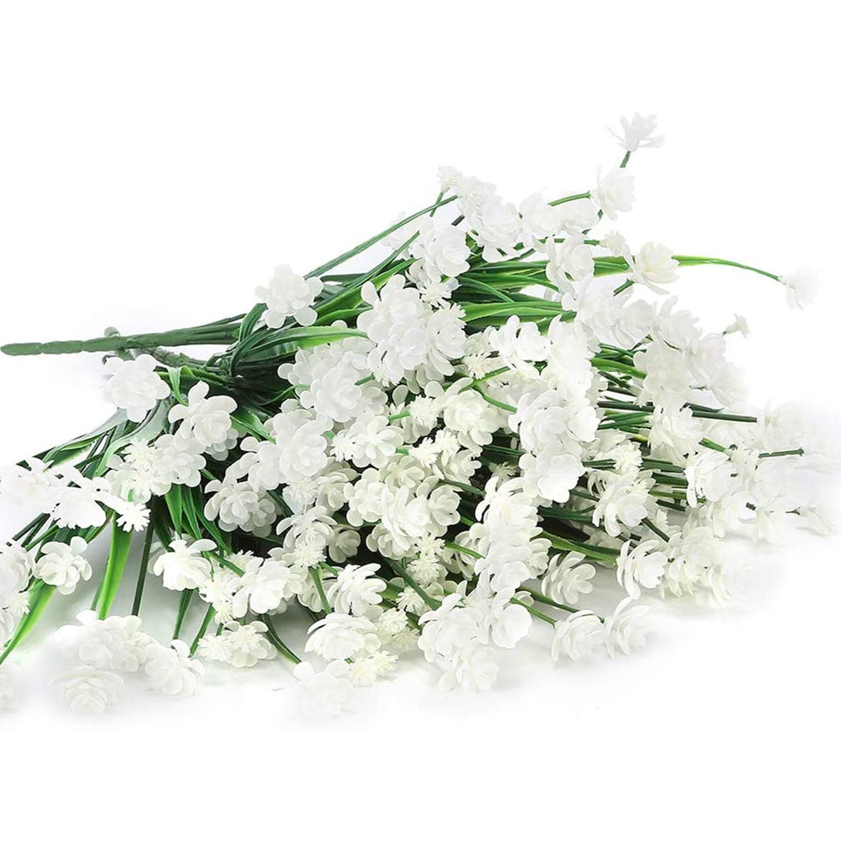 ZOELNIC 20 Bundles Artificial Fake Flowers, Plastic Flowers for Outdoors Decoration, UV Resistant Faux Flowers Shrubs, Artificial Plants for Indoor Outside Garden Home Wedding Farmhouse, White