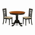 thumbnail image 2 of Antique 3 Piece Pedestal Round Dining Table Set with Nicoli Microfiber Seat Chairs, 2 of 7