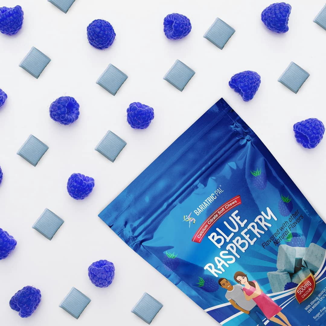 BariatricPal Sugar-Free Calcium Citrate Soft Chews 500mg with Probiotics - Blue Raspberry Size: 90ct