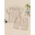 thumbnail image 5 of Niusricy Kids Toddler Boys Summer Outfits 0 6M 12M 18M 2T 3T Infant Baby Short Sleeve T-Shirts Patchwork Shirts Crew Neck Pocket Tops Elastic Waist Sh Casual 2Pcs Clothes Set for Comfy Daily, 5 of 7