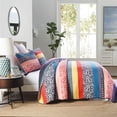 thumbnail image 6 of 3 Pcs Bohemian Striped Multicolor Quilt Bedspread Set|Cozy Bedding Set for Summer, 6 of 12