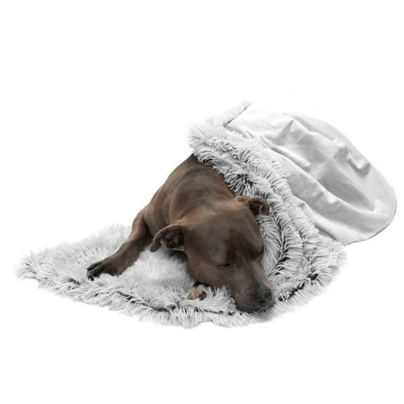 FurHaven Pet Products Long Faux Fur & Velvet Water-Repellent Pet Blanket for Dogs & Cats - Mist Gray Large