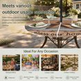 thumbnail image 6 of Round Outdoor Tablecloth with Umbrella Hole and Zipper, Western Texas Star Vintage Tablecloth with Elastic Waterproof, Retro Farmhouse Gray Brown Wooden Patio Table Covers for 36" - 44" Pool Tables, 6 of 9