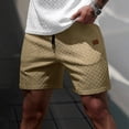 thumbnail image 2 of Men's Herringbone Textured Shorts with Drawstring Waist and Pockets Summer Causal Shorts, L, 2 of 7