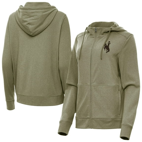 Women's Antigua  Olive Wyoming Cowboys Seeker Full-Zip Hoodie Jacket