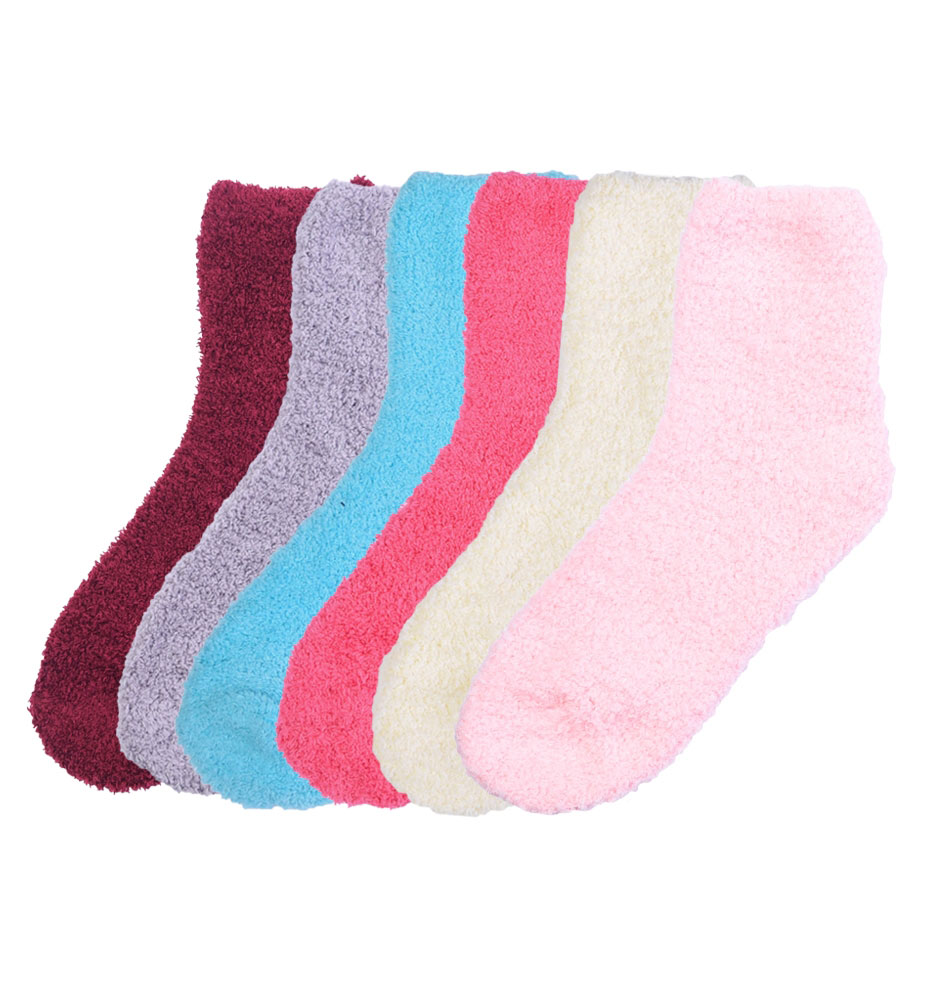 6 Pair of Women Fuzzy Soft Slipper Socks Plush Warm and Cozy Solid or Striped Colors - image 2 of 2