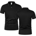 thumbnail image 5 of VBVC Men's and Men's Plus Lapel Solid Shirt,Short Sleeve Daily Henley Tee For Men,Black,Size XXL, 5 of 5