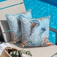 thumbnail image 5 of Jellyfish Throw Pillow Cover Coral Starfish Cotton Linen Cushion Cover Throw Pillow Case with Invisible Zipper for Couch Sofa Bed Chair Car 16x16 Inch, 5 of 14