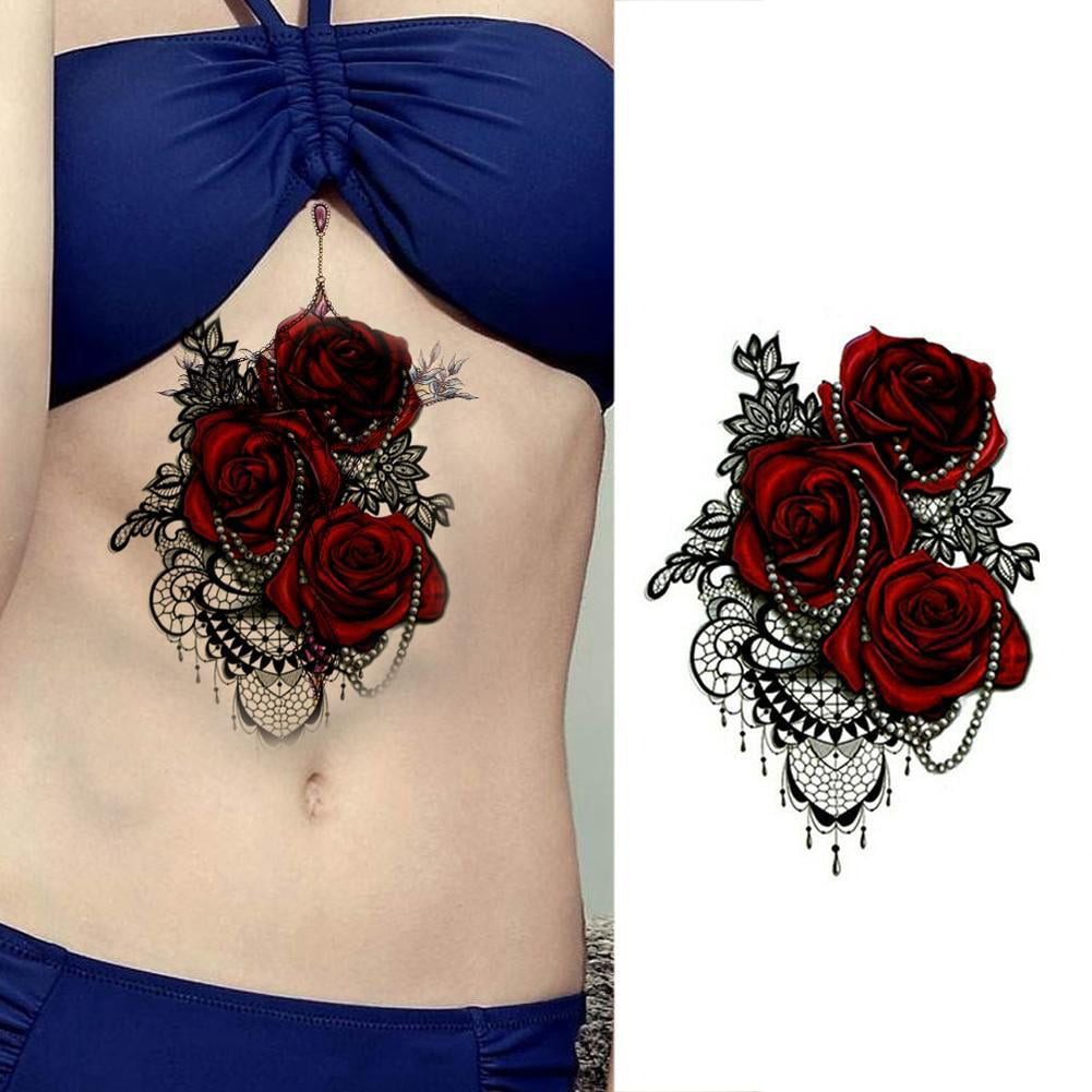 Women 3D Large Rose Flower Temporary Tattoo Body Art Tattoo Waterproof G3L  N4X2 