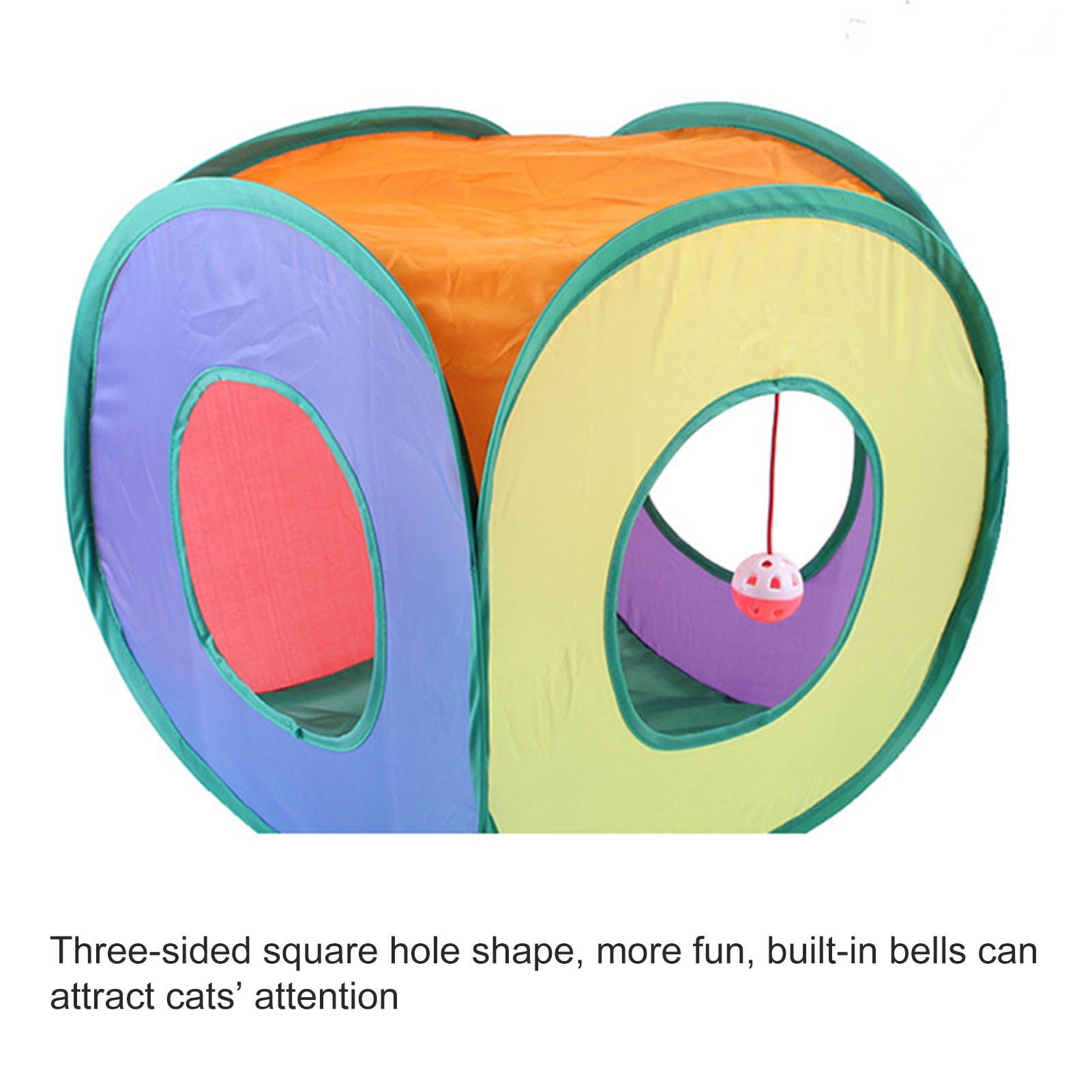 DOPI Cat Tube Toy Rainbow Color Relieve Boredom Foldable Square Pet Kitten Tunnel Toy Pet Gift