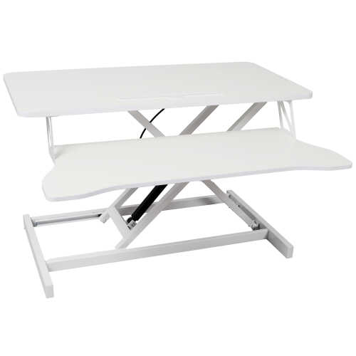 Adjustable Height Standing Desk Converter With Keyboard Tray - Sit To Stand Workstation ï¼whiteï¼