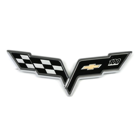 Front C6 Corvette - C6 Corvette 2012 Centennial Edition Emblem Badges w/ Front and Rear Crossflags - Pair