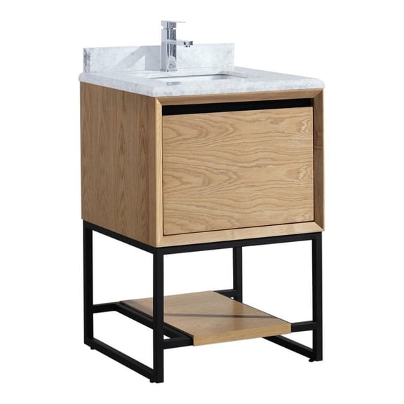 Laviva Alto 24" Wood Cabinet with Marble Countertop in California White Oak