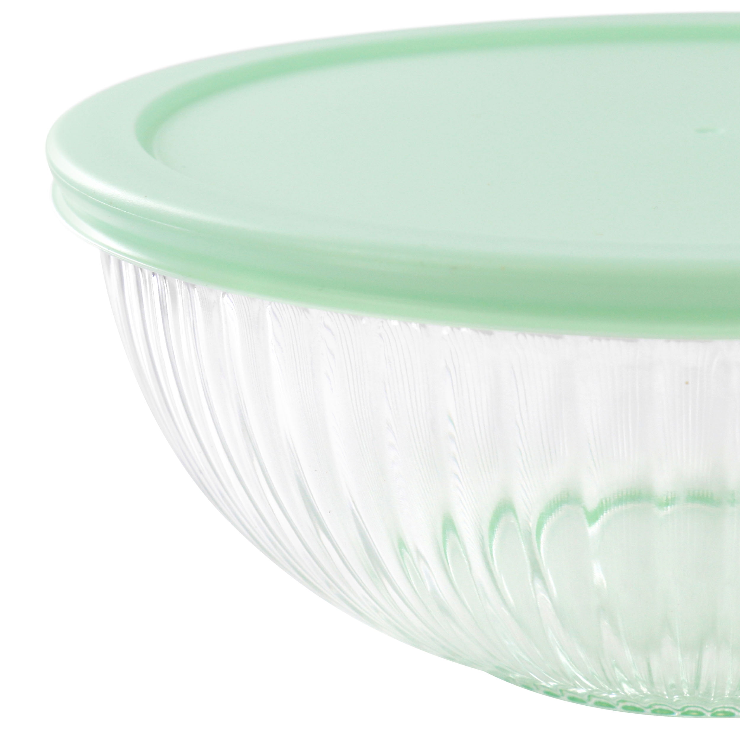 Martha Stewart Everyday Clifftop 4 Piece 67oz and 114oz Glass Bowl Set with Lids in Mint