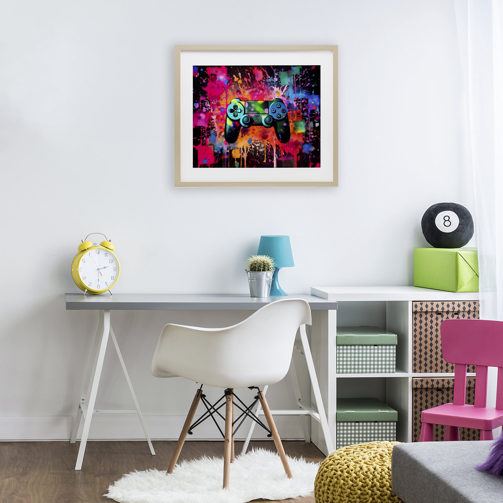 Stupell Industries Vibrant Gamepad Burst Birch Framed Print Under Glass, design by Creative Studio