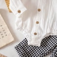 thumbnail image 6 of Infant Baby Boys 2 Piece Formal Fall Outfit, Long Sleeve Shirt Gingham Suspender Pants Gentle Suit For Wedding First Birthday Party for 3 6 9 12 18 Months,Black,12-18 Months, 6 of 9