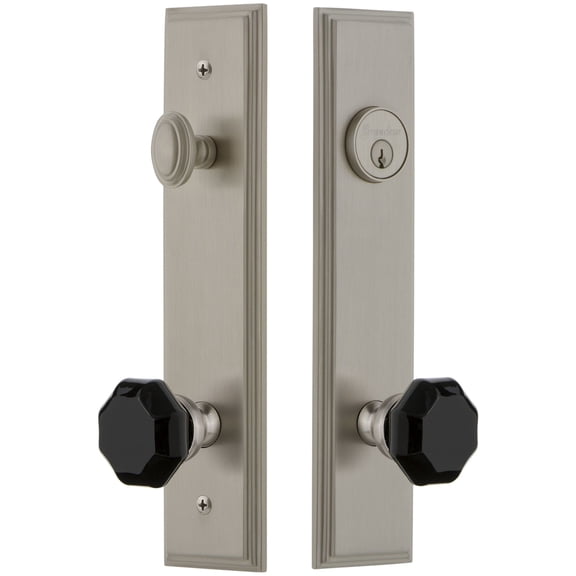 Grandeur 852058 Carre Solid Brass Rose Tall Plate Single Cylinder Keyed Entry Door Knob