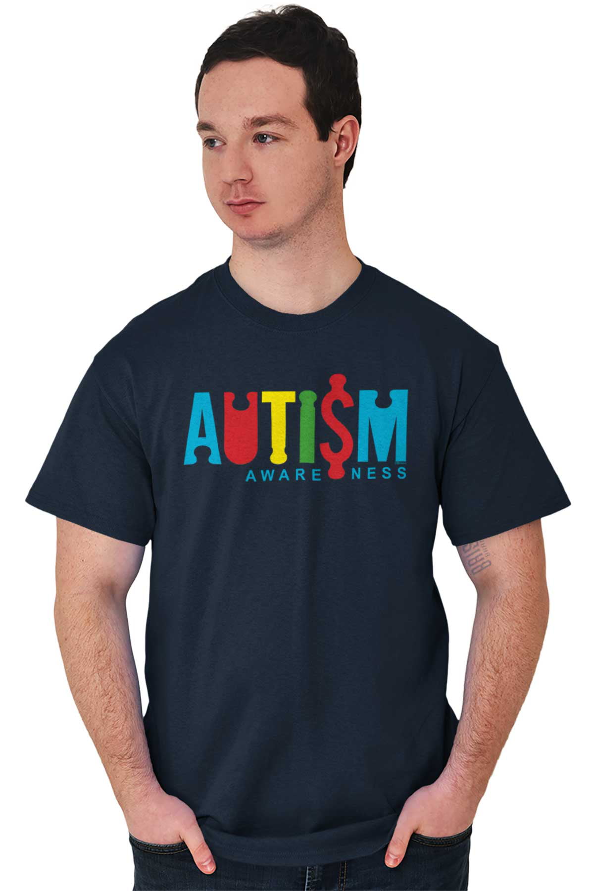 I Love Someone With Autism Support Awareness Adult Short Sleeve Crewneck Tee