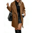 thumbnail image 4 of NAYTOAO Winter Warm Coats for Women Long Sherpa Coat Fuzzy Faux Fur Trench Jackets Lapel Open Front Button Fleece Cardigan, 4 of 8