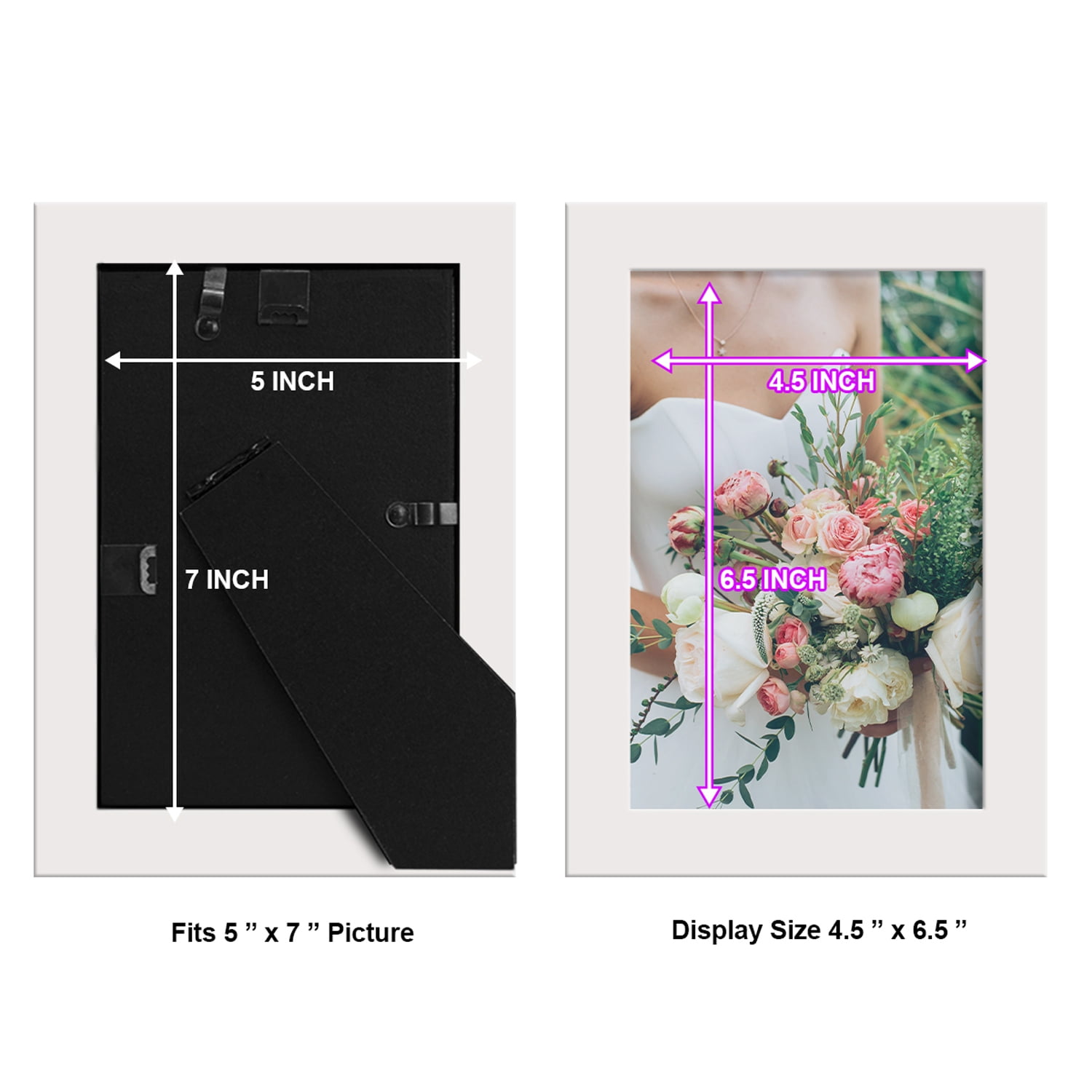 Modern 5 in. x 7 in. White Picture Frame (Set of 2)