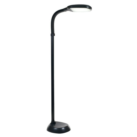 Lavish Home Adjustable LED Floor Lamp with Bendable Neck - Natural Sunlight LED Lamp for Bedroom and Living Room (Black)