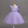 thumbnail image 6 of Splozh Baby Girls' Dresses Fashion Girls Adorable Solid Color Pearl Wedding Flower Girl Dress,Purple,5-6 Years, 6 of 7