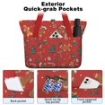thumbnail image 2 of Tote Bag for Women - Red Christmas Gingerbread Man Pattern Shoulder Bag - Large Utility Work Duffle Bag with Zipper Handbag for Travel, Work, Sprots, 2 of 5