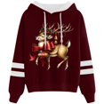 thumbnail image 4 of WILLBEST Sweat à Capuche pour Femmes et Hiver Mode Noël Nœud Rouge Imprimé Cerf avec Cordon de Serrage Accessoire, 4 of 4