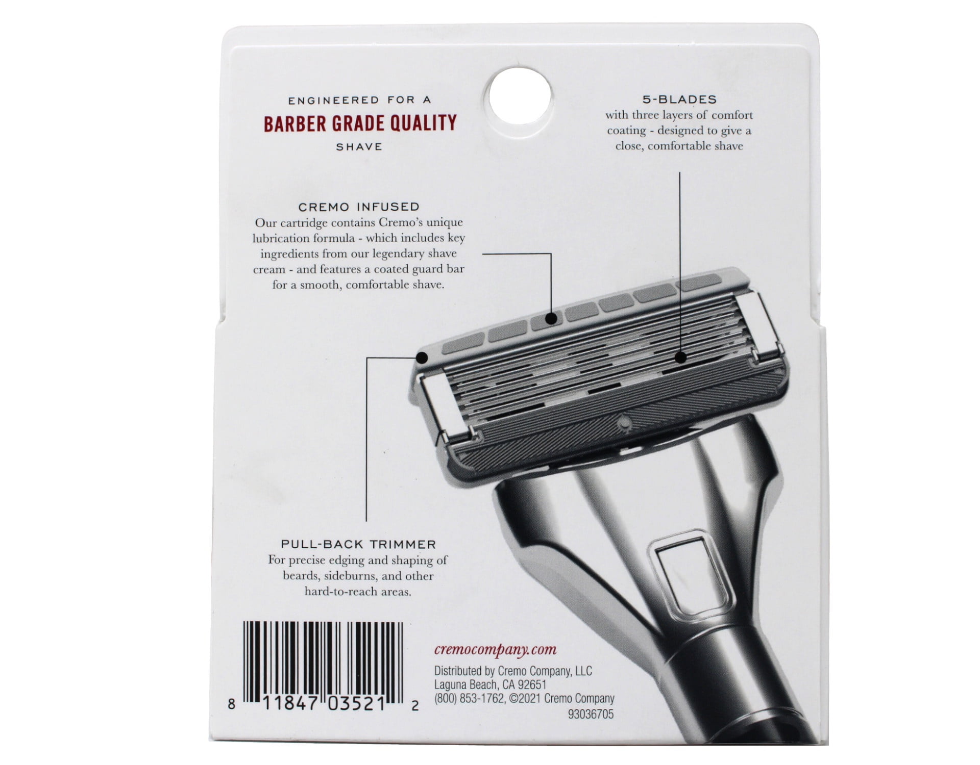 Cremo 5-Blade Barber Grade Mens Razor Cartridge Refills 4 Count - 4 Pack