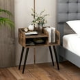 thumbnail image 4 of Gymax 2PCS Mid Century Modern End Table w/ Open Shelves Metal Support Legs Rustic Brown & Black, 4 of 10