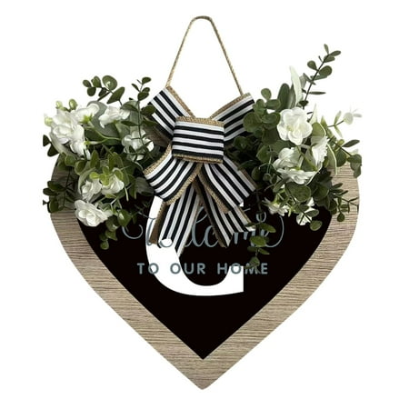 

A Z Last Name Heart Shaped Front Door Sign Wreath Front Door 26 Wall Signs Valentines Day Wreath Signs Christmas Door Decorations Hanging Outdoor Home Items Beach Theme Decorations for Living Room
