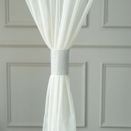 

Efavormart 4 Pack | Silver Large Rhinestone Mesh Chair Sash Clips Backdrop Curtain Bands - 5 X10