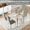 thumbnail image 4 of PAPROOS Dining Table Set for 4, Modern Kitchen Table Sets with Tempered Glass Dining Table and 4 PU Leather Chairs, Compact Dining Room Set for Small Space, Home Dinette Set for 4, Gray, 4 of 9