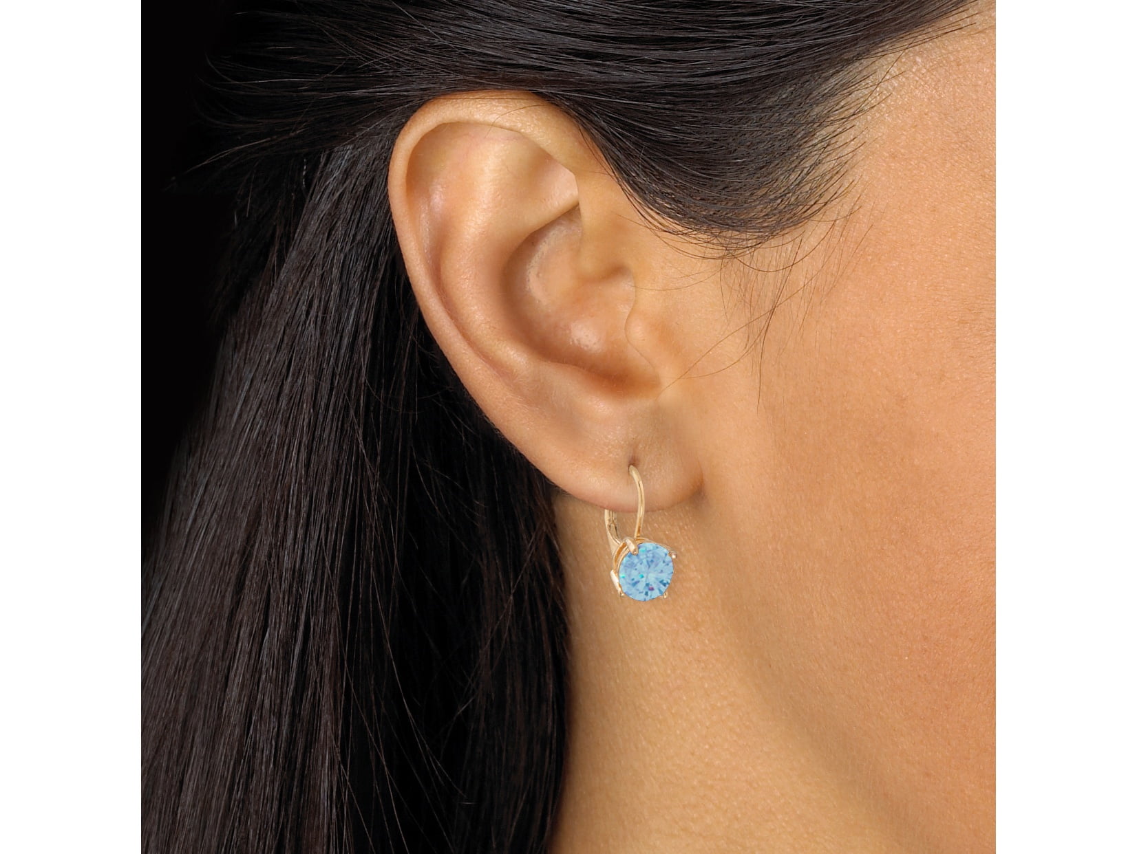PalmBeach Jewelry Round Simulated Birthstone Earring and Solitaire Pendant Necklace Set in Goldtone 18"