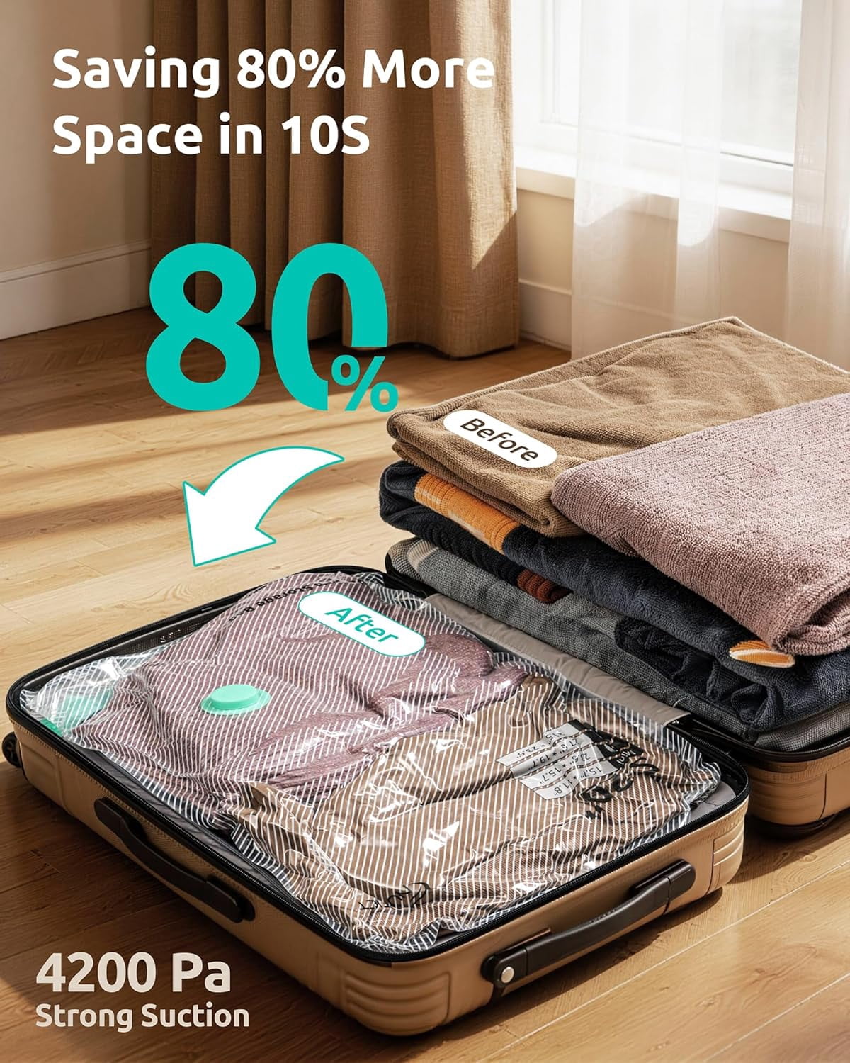 Travel Vacuum Bags with Rechargeable Electric Pump, Reusable Long-Term Vacuum Storage Bags for Clothes and Blankets, Compression Space Saver for Luggage and Suitcase, 12 Pack Combo Travel Size