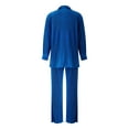 thumbnail image 4 of VISgogo Conjunto de Traje Femenino de 2 Piezas, Camisa de Manga Larga con Solapa de Color Sólido + Pantalones Largos Sueltos para Mujer, S/M/L/XL/XXL VISgogo moda, 4 of 9