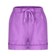thumbnail image 6 of Olyvenn Fashion Shorts for Women Trendy Casual Summer Drawstring Shorts with Pockets Beach Loose Elastic Waist Vacation Clothes Purple XXL, 6 of 9