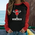 thumbnail image 2 of Womens Christmas Shirt Womens Spring Patchwork Christmas Printed Long Sleeves Round Neck Casual Tee Tops, 2 of 7
